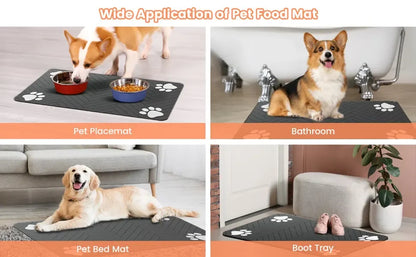 Pet Feeding Mat-Absorbent Pet Placemat for Food and Water Bowl with Waterproof Rubber Backing Quick Dry Water Mat for Dog Cat