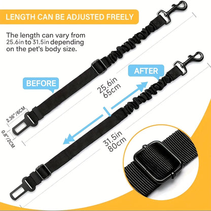 Adjustable Dog Seat Belt Harness - Elastic Nylon Retractable Safety Restraint with Secure Clasps for All Dog Sizes, Dog Harness