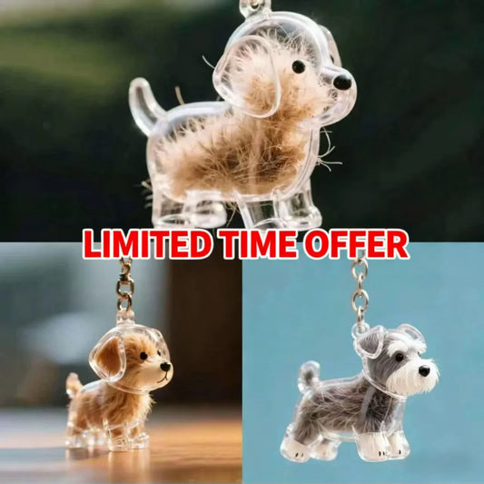 Lovely Dog Hair Storage Keychain Pendant for Bags, Couples Car Keys, Unique Jewelry Souvenir Gift Decoration Accessories Set