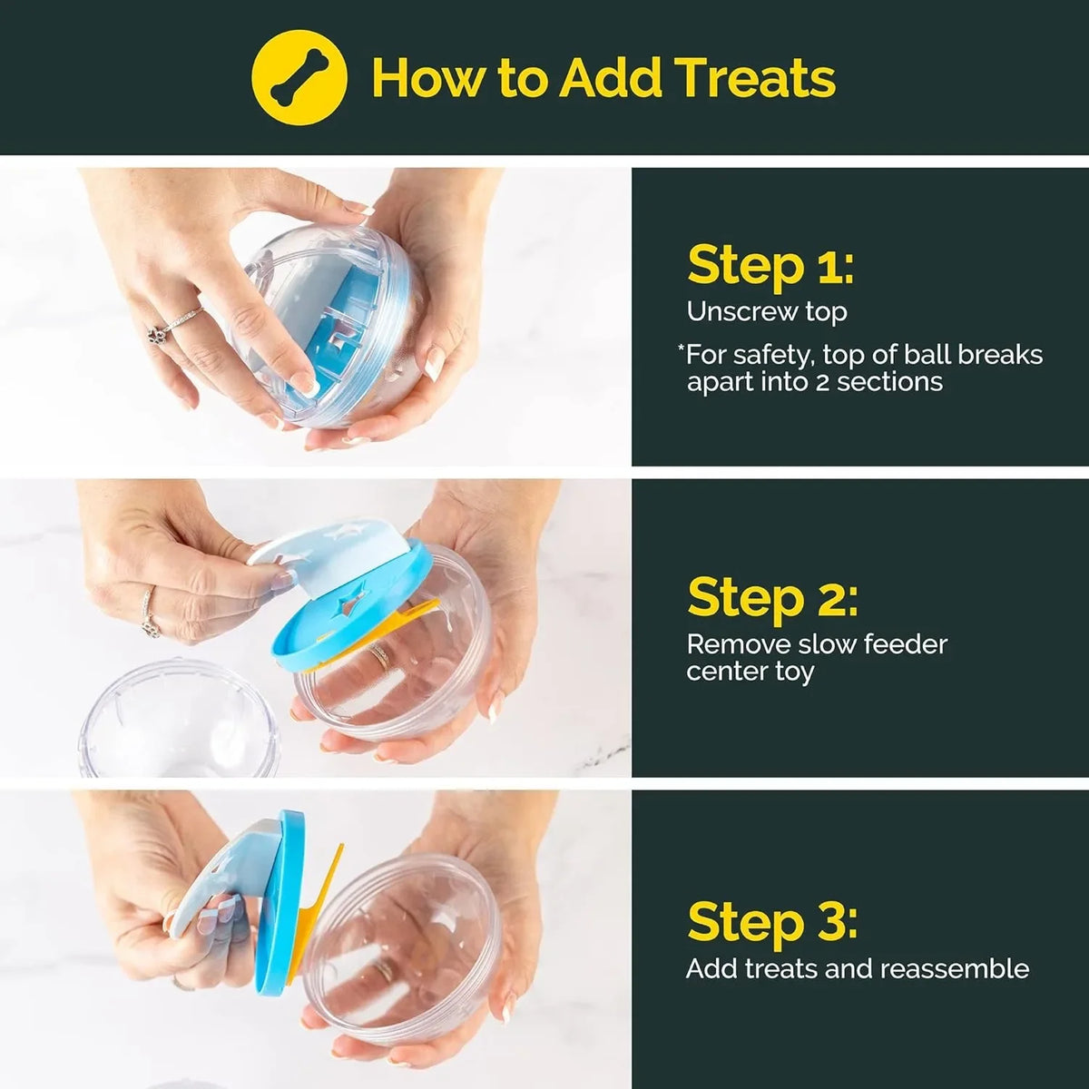 IQ Treat Ball Dog Treat Dispenser Toy Ball Interactive Dog Toy - 4