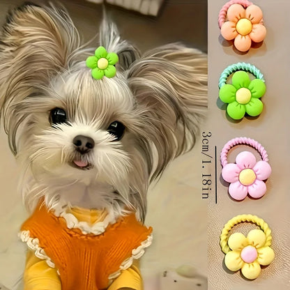 Pet Hair Accessory Set, Cute Flower, Bow, Fruit, and Small Animal Design Headbands and Hair Ties, Suitable for Dogs and Cats (Hair Accessories Only, Random Styles and Colors)