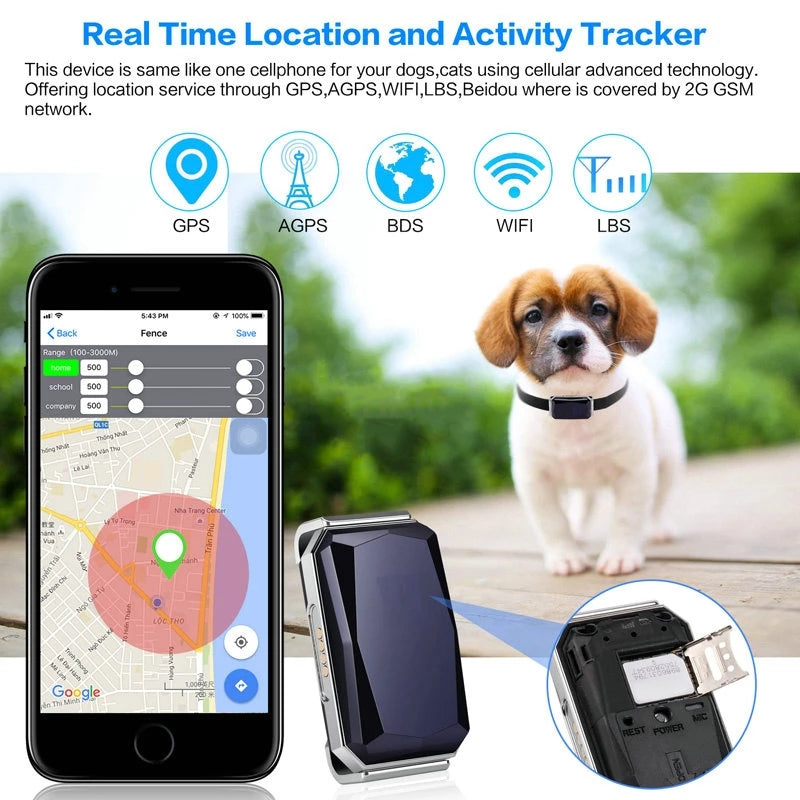 Pet Collar With Gps Tracker Waterproof Anti-Lost Dog Collar For Dogs Cats Outdoor Long Standby Footprint Tracking Locator Items